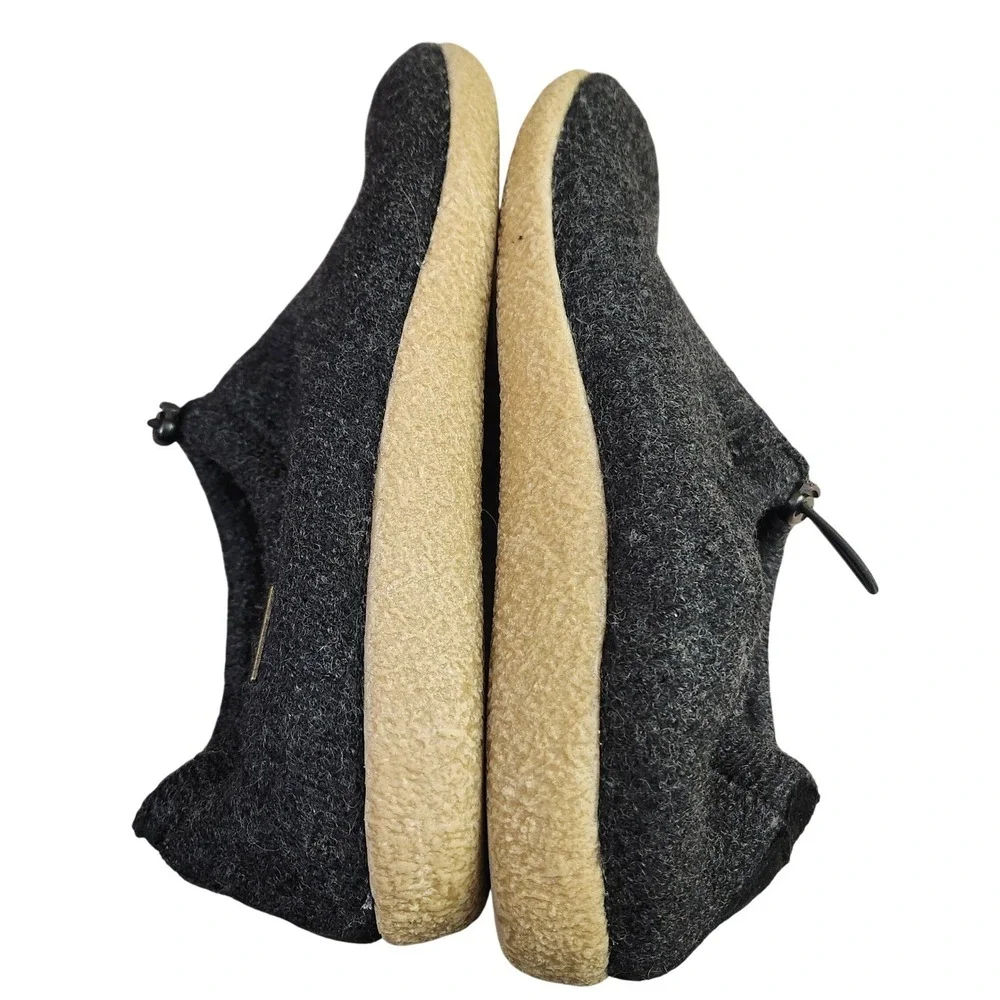 Haflinger Guido Black‎ boiled wool slip-on loafers elastic drawstring M9 L11